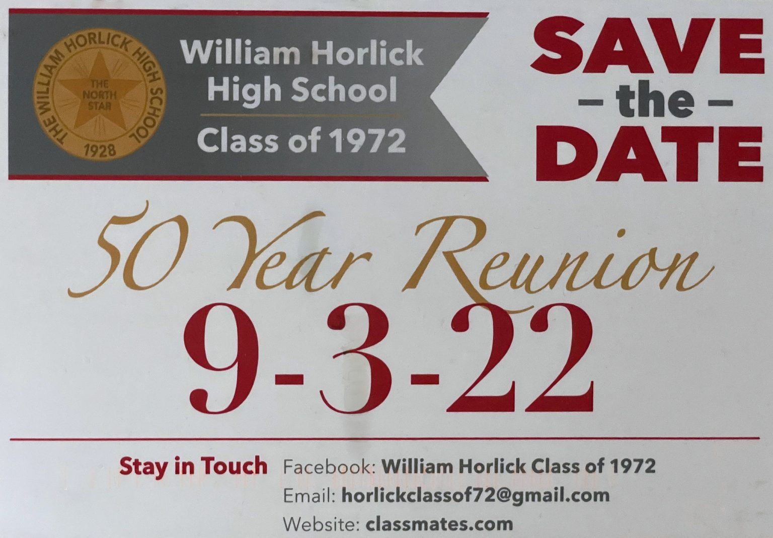 50 Year Reunion William Horlick High School Class of '72